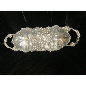 Vtg 2000 Author Court Grapes & Vine Oblong Long Serving Tray w/Handles 19" x 7"